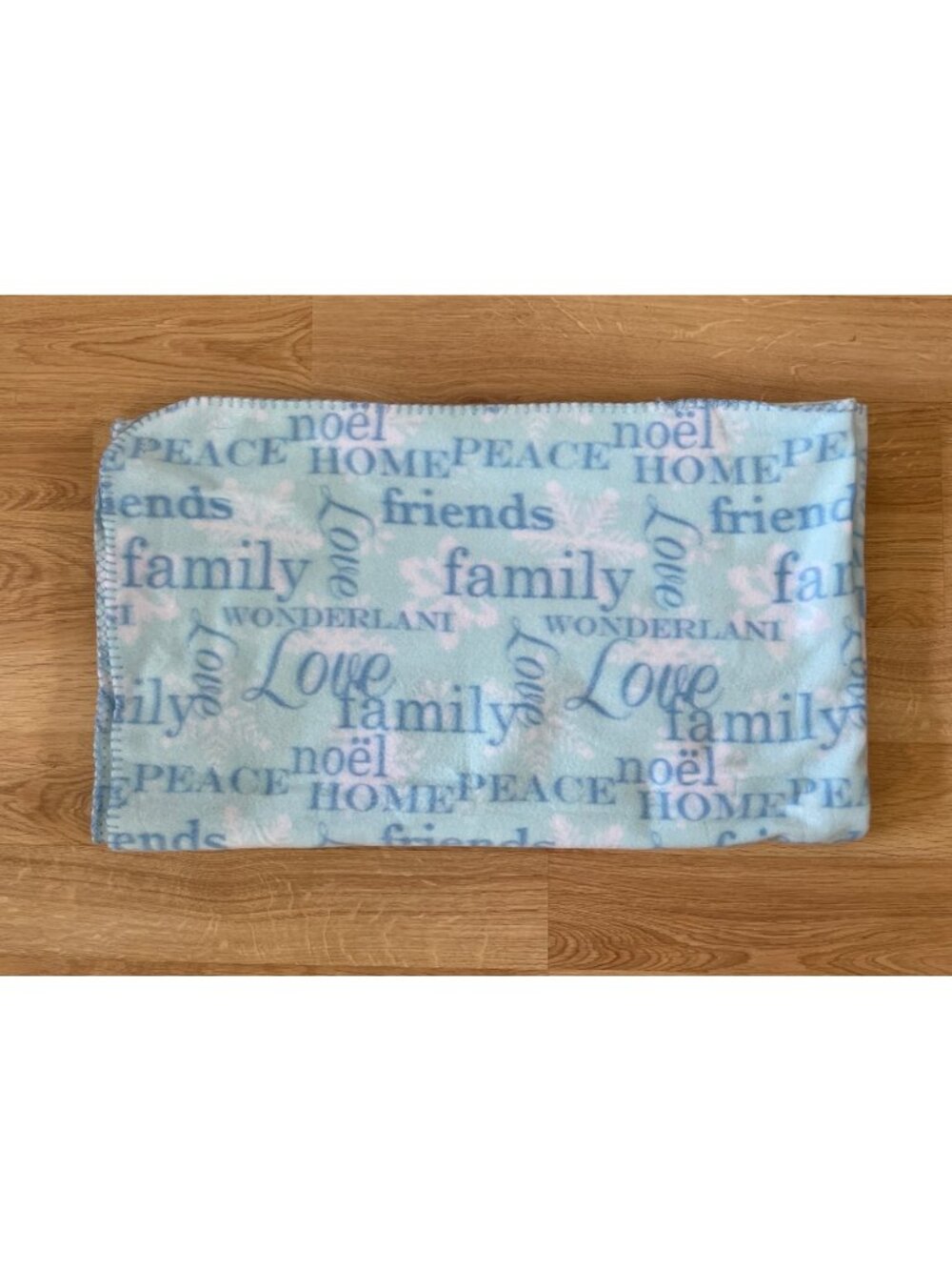 Cannon Light Blue Throw Blanket 62" X 52" Christmas Theme Fleece